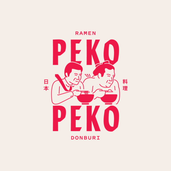PEKO PEKO Japanese restaurant Sydney Australia donburi ramen logo brand identity graphic design illustration sumo salaryman bowl